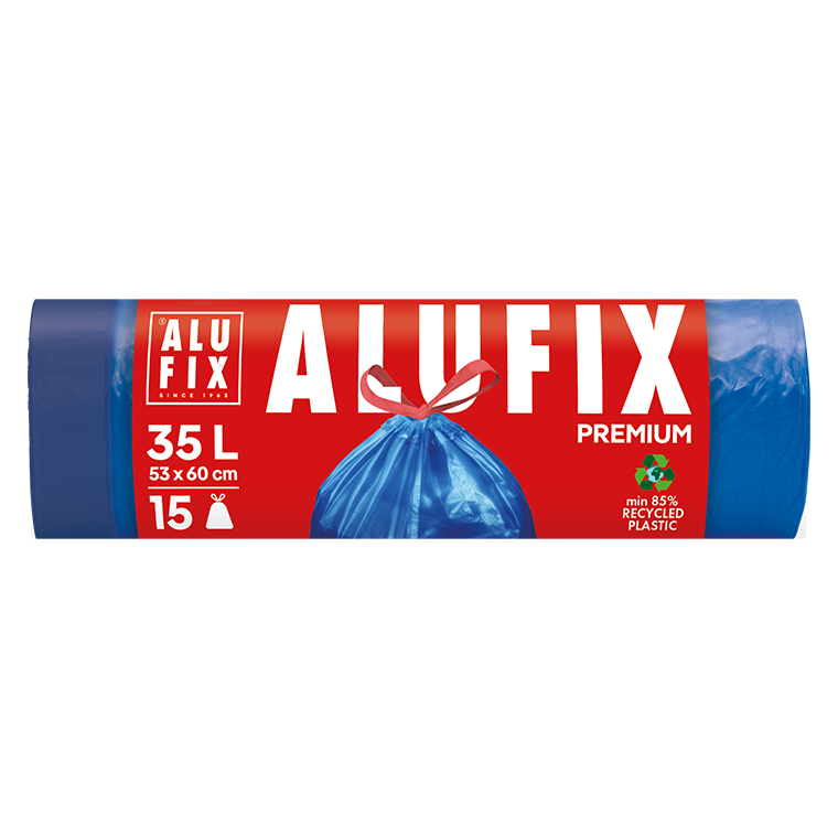 ALUFIX Garbage bags drawstring 35L/15buc, LDPE 53x60cm